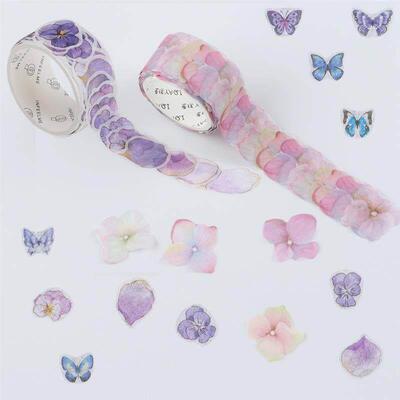 200Pcs/Roll Flower Petals Washi Tape Diary Paper Stickers Ro