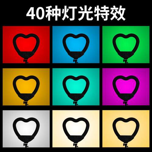 ZB-RGB48直播补光灯19寸RGB炫彩跑马灯网红心形灯LED氛围灯环形灯