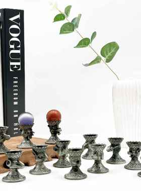 金属十二生肖 水晶球 工艺品底座 球托蛋雕托 工艺品支架 复古做