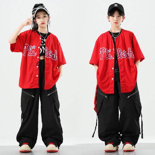 街舞儿童潮服hiphop架子鼓演出服棒球服男女通嘻哈炸街练功表演服