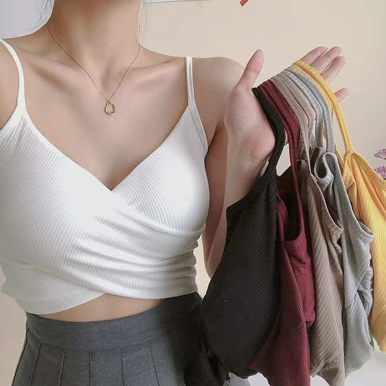 Threaded Cotton Crossover Camisole 螺纹棉交叉吊带运动背心女