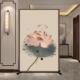 山水荷花竹子屏风隔断客厅进门遮挡双面平安福字玄关挡板布艺座屏