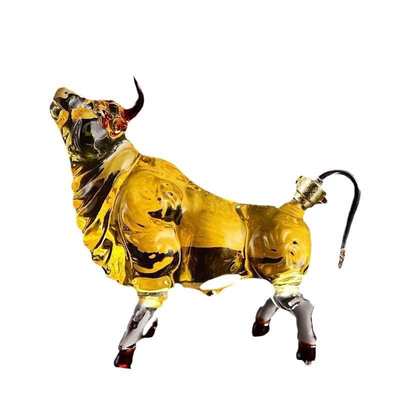 十二生肖抬头牛造型泡酒瓶工艺玻璃白酒瓶空心抬头牛酒瓶密封性好