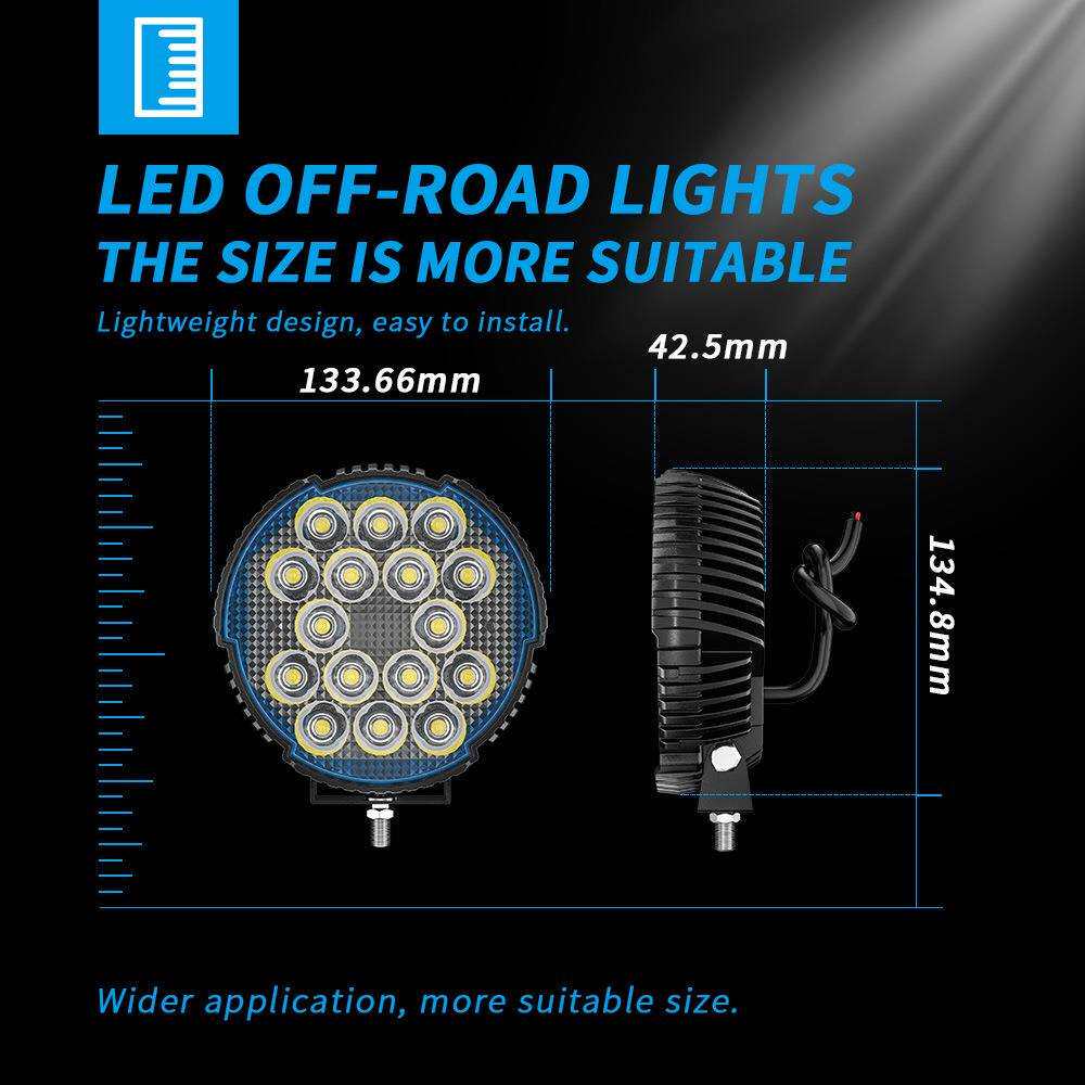 DXZ新品上线5x5''圆形工作灯 LED 45W超亮聚光越野车顶灯射灯大灯
