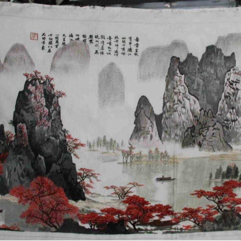 苏绣绣片客厅办公室会客厅装饰画苏州手工刺绣漓江山水厂家生产