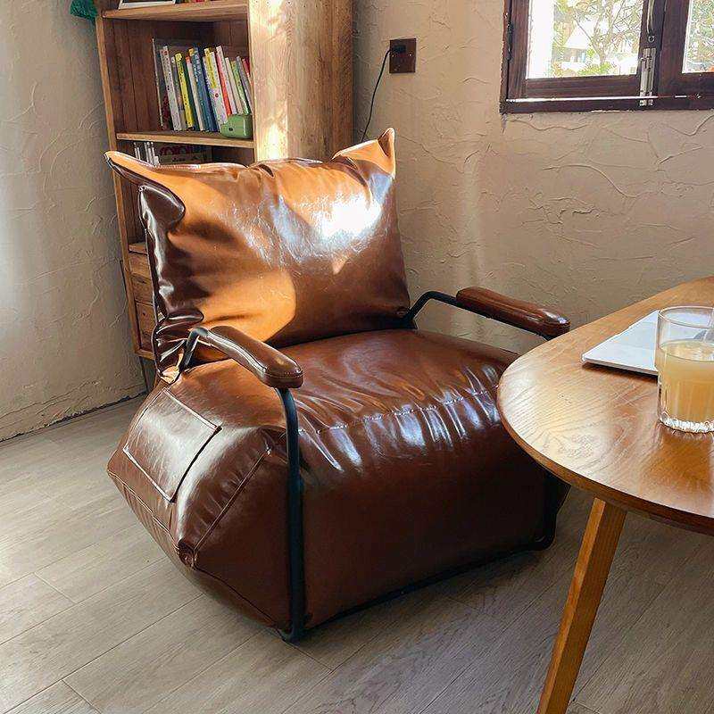 北欧懒人沙发单人休闲榻榻米躺椅小户型工业风复古咖啡厅铁艺沙发