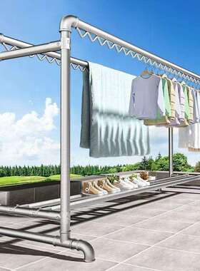 M0B加粗镀锌钢管晾衣架落地家用阳台晾衣架室外户外卧室简易水管