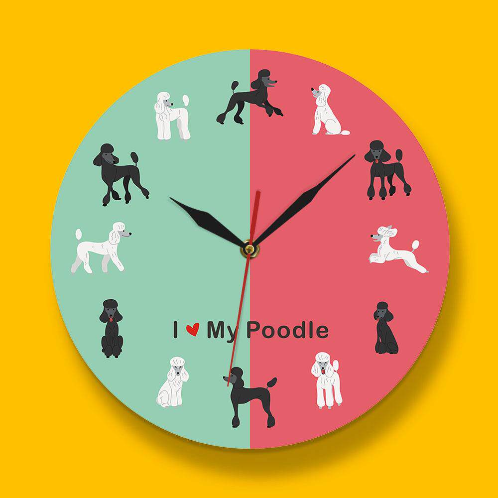 红绿半边衔接牧羊犬亚克力挂钟家居装饰时钟墙钟