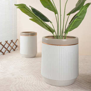 简约圆柱形陶瓷花盆30cm以上大口径室内外散尾葵绿植落地厂家直销