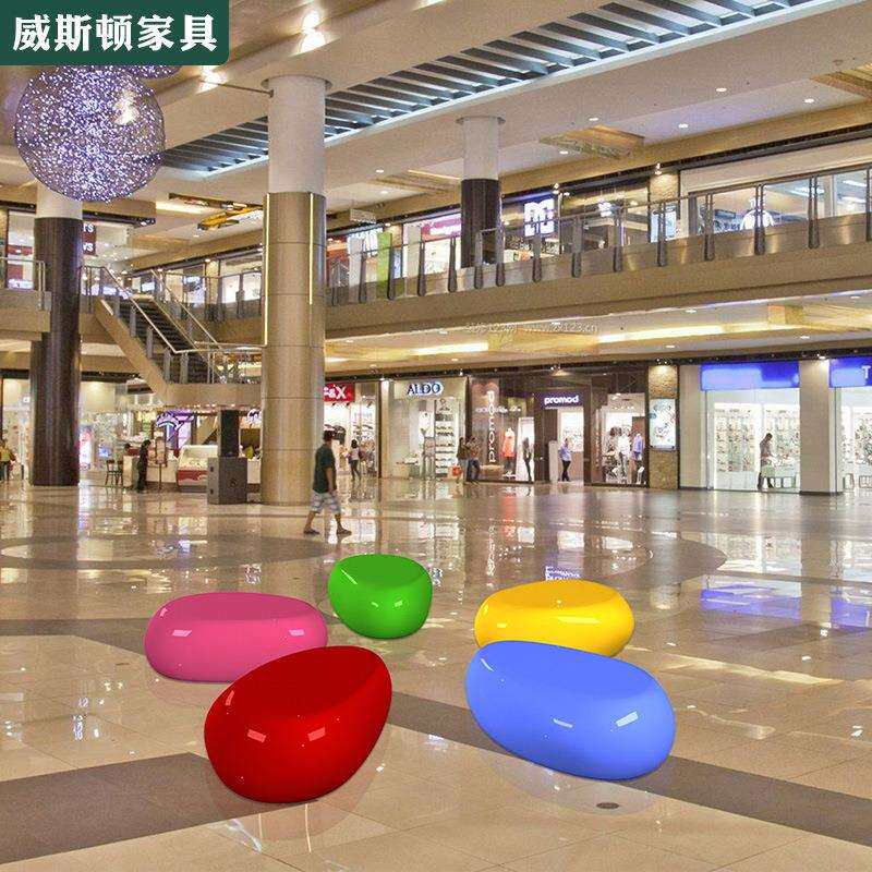 玻璃钢彩绘鹅卵石坐凳户外水滴座椅幼儿园卡通椅子创意商场休闲椅