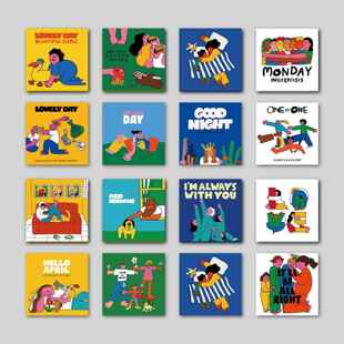 卡通简笔画人物INS时尚潮牌风格客厅餐厅书房卧室艺术挂画装饰画