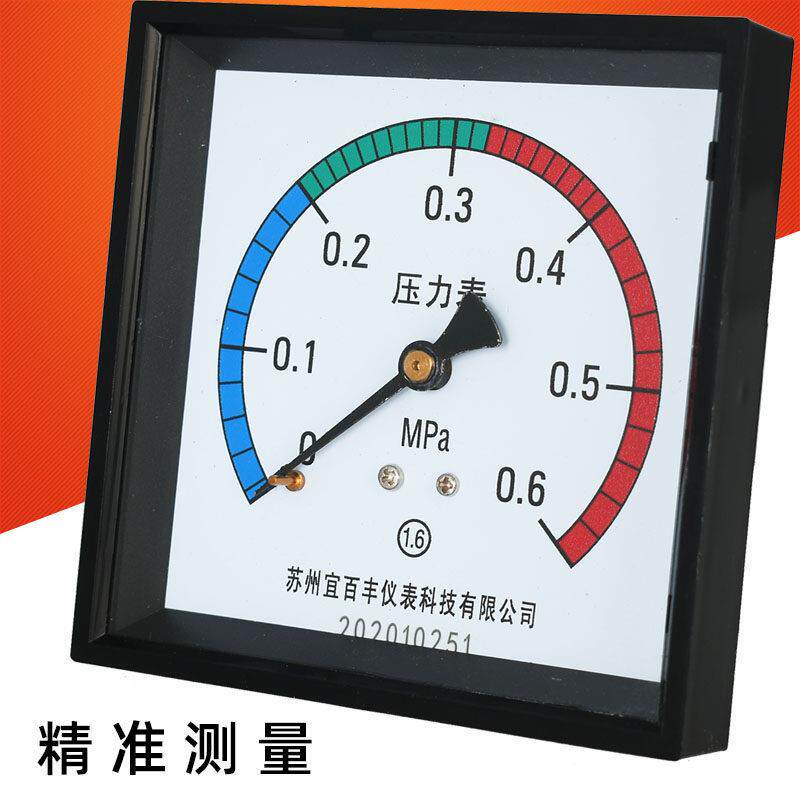方形压力表灭菌炉0.3456mpa高温内室夹套真空压力表千樱宜百庆丰