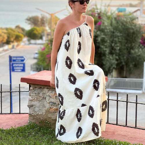 Women'S One Shoulder Spaghetti Strap Printed A Line Flowy
