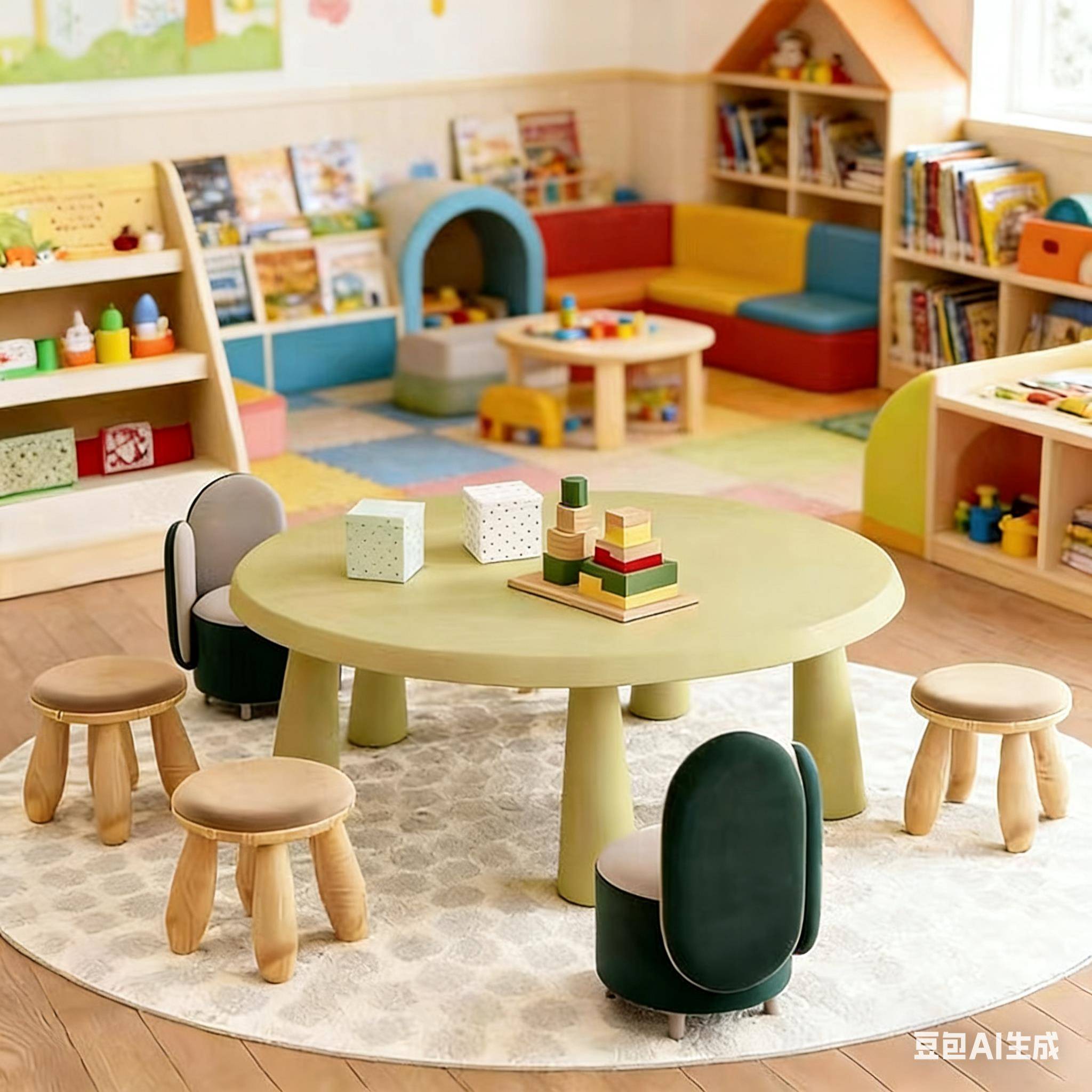 儿童桌椅组合幼儿园培训桌写字样品屋展示中心接待区早教成套实木