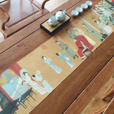 正品奇葩原创韩熙载 夜垫宴图茶席中式禅意茶桌爱布桌旗茶几茶旗