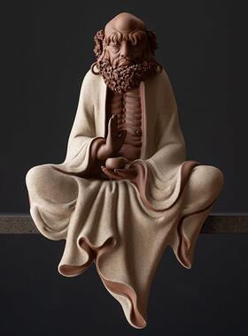 久造紫砂禅意达摩祖师摆件中式家居客厅玄关装饰办公室工艺品摆设