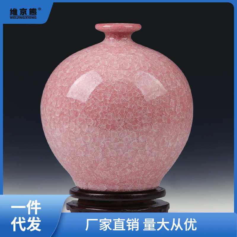 景德镇陶瓷花瓶瓷瓶插花仿古中式家居客厅饰品电视柜瓷器瓶子链衡