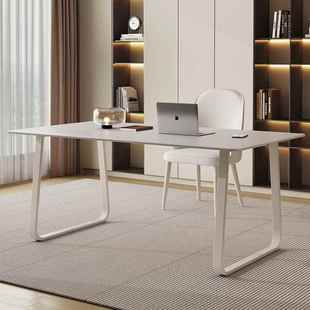 奶油风书学生家用465小型纯桌白桌岩台式 电脑桌办公现板代简约长