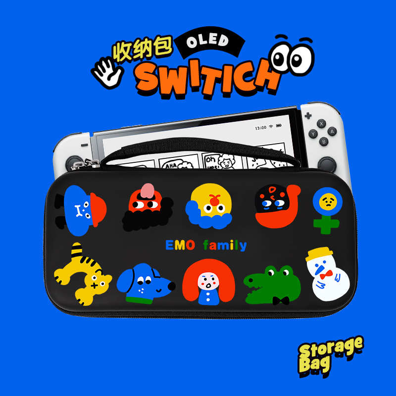 和风猫饭switch收纳包盒保护套卡槽oled任天堂防摔手拿包小怪兽