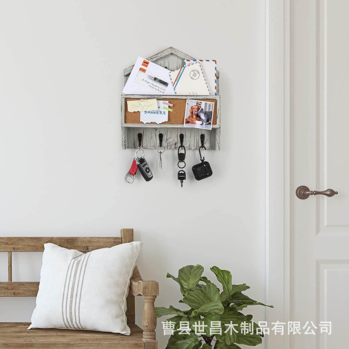 木质壁挂式置物架玄关钥匙挂架信件报纸杂志收纳架家居墙上装饰架
