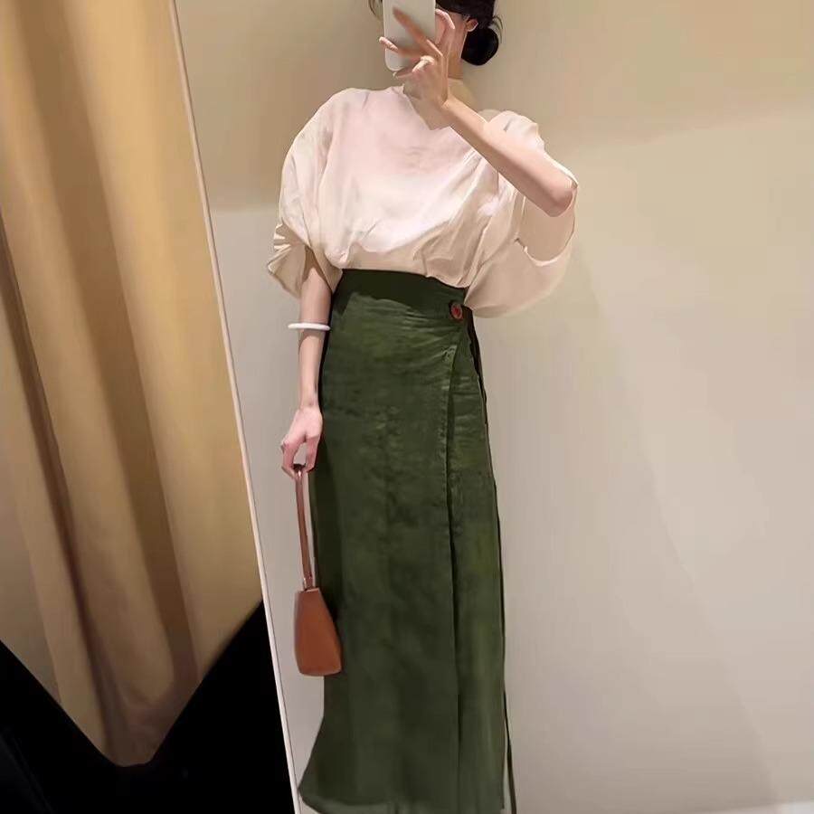 欧洲站2025夏季新中式国风套装裙女装清冷松弛感穿搭半身裙两件套