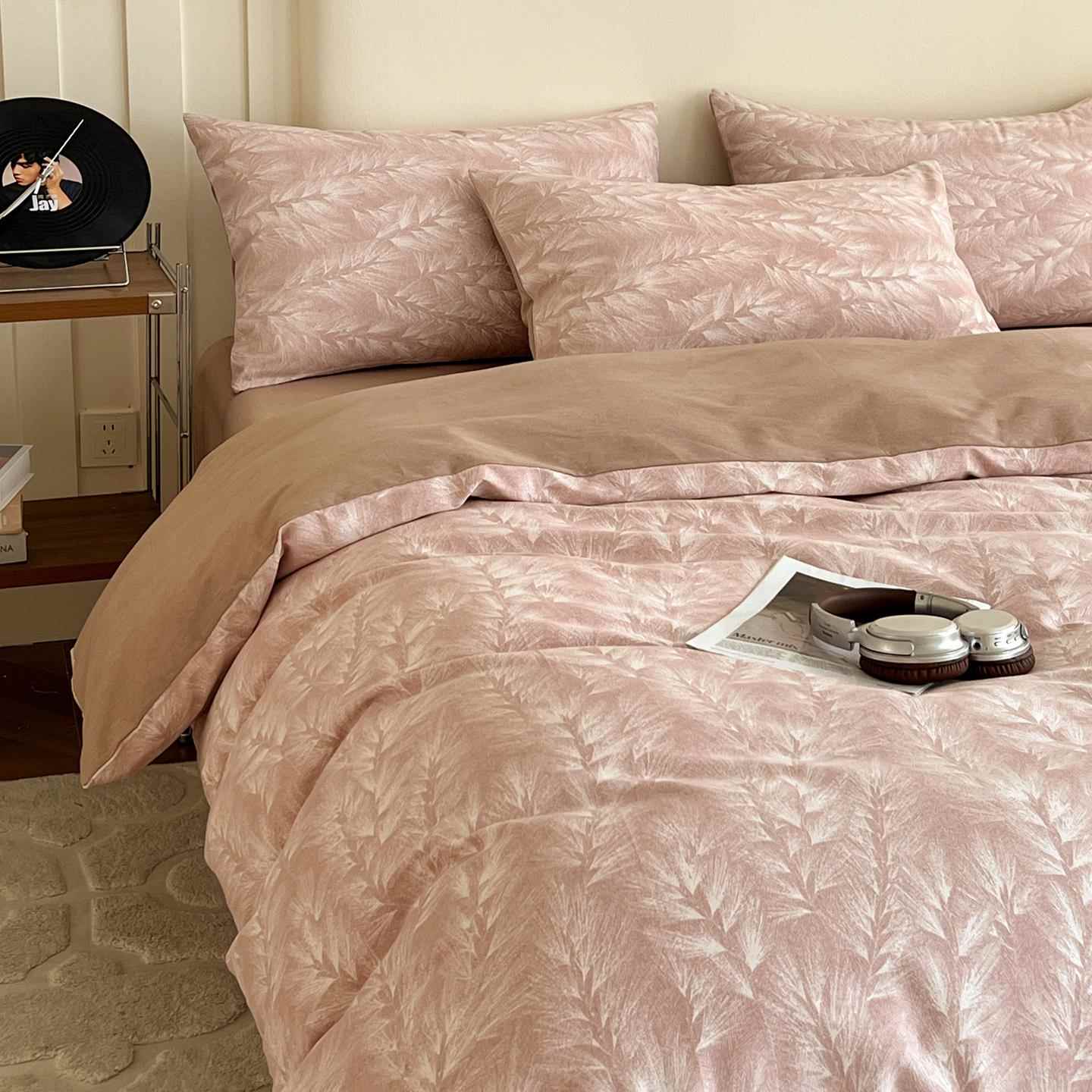 简约加厚纯棉磨毛被套单件150x200x230被罩全棉被单床单笠三件套4