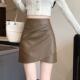 咖色不规则裙半身裙女春秋新款 高腰显瘦短裙小个子a字包0206r