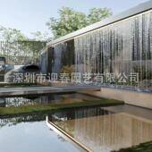 室外院水幕墙水帘布流水843瀑景公观幕墙庭屏风设计安装 司