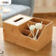 工厂供货多功能大号纸巾盒竹制桌面归纳桌面杂物收纳木盒可定做