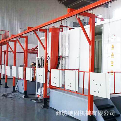 厂家现货供应静电喷涂设备悬挂式全自动喷塑流水线PP板塑料喷粉房