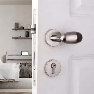 台湾依佰利简约不锈钢拉丝房门锁室内卧室木门锁静音门把手通用型