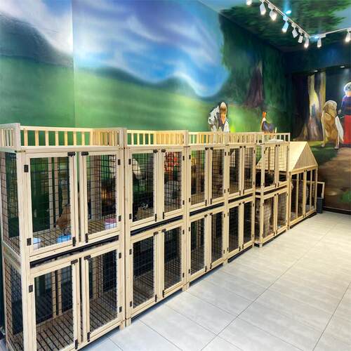 定制实木狗笼，大型狗宠物笼，中型狗家居展示柜，带卫生间，寄养
