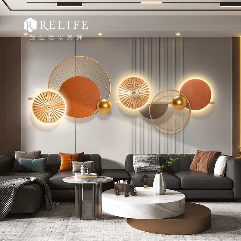 福雕家饰客厅轻奢沙发背景墙装饰画现代简约新款餐厅卧室氛围灯