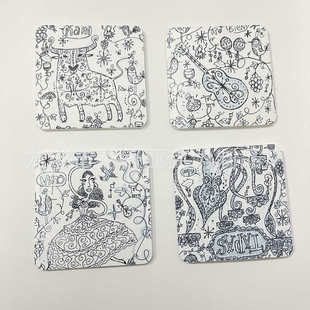 亚克力创意插画杯垫ins咖啡茶托隔热垫圆形不规则茶垫