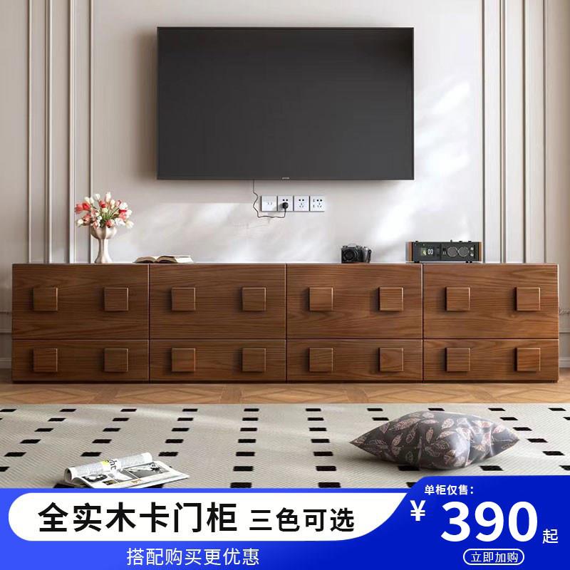 中古风黑色复古实木斗柜胡桃色卡门柜2026新款客厅法式落地电视柜