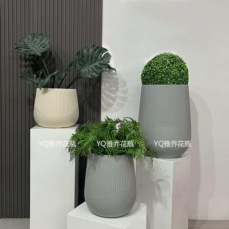 园林摆设玻璃钢植绿北欧浮雕ing家居落地别墅花盆软装庭院花艺