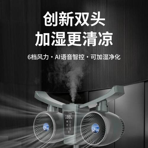 双头循环扇家用多功能语音定时遥控加湿循环风扇大风力摇头电风扇