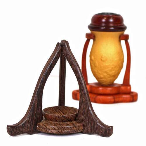 鸡翼木水晶球罐底座支架鸡心棒实木支架葫芦底座三脚架