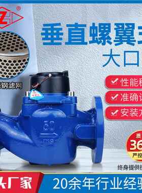 W垂直螺大ws-40法口径机械S水表法兰水平铜芯干蓝式铸铁壳翼商用