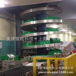 江西动力爬坡螺旋机下坡周转箱自动搬运U型螺旋链板过渡串联线