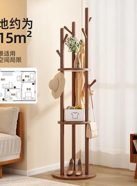 实木旋转衣帽落挂地卧室BOJ客厅家用转角玄关户入简易立式床头衣