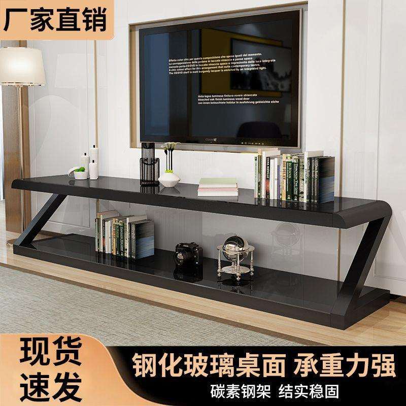客厅电视柜钢化玻璃客厅柜简约现代茶几电视柜组合铁艺烤漆茶几