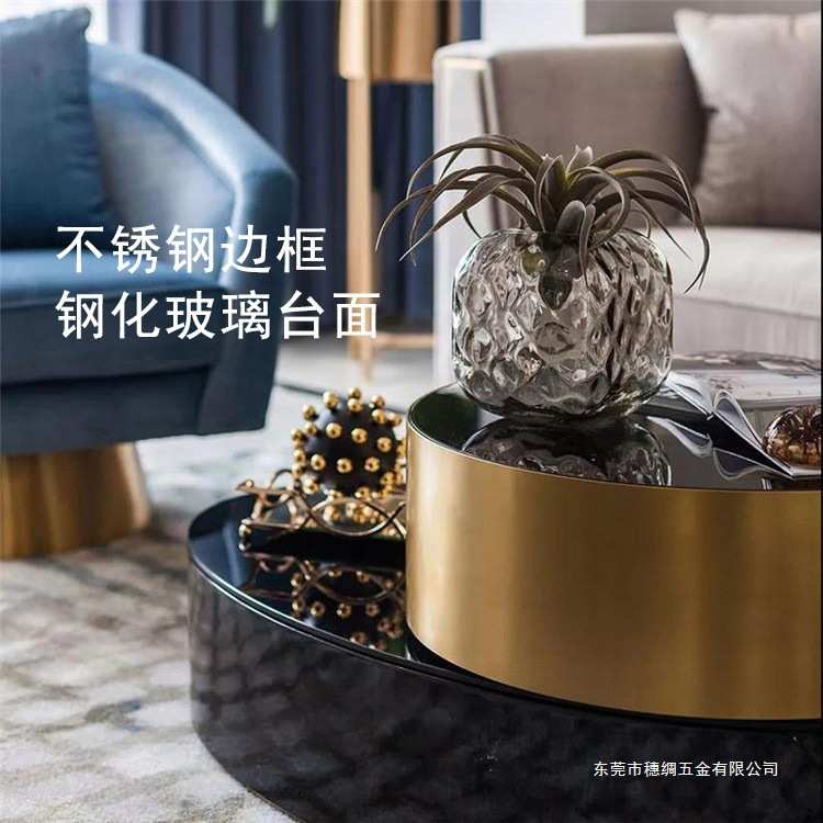 轻奢可旋转钢化玻璃茶几客厅家用简约伸缩大小圆形茶台沙发茶桌