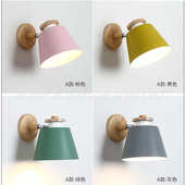 北欧电视墙感应壁灯现代简约客厅卧室床头壁灯个性 木质过道壁灯具