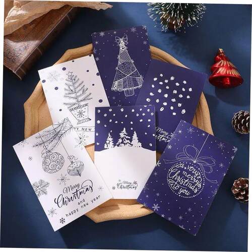 6pcs Merry Christmas Cards with Envelopes 10x15cm Thank You