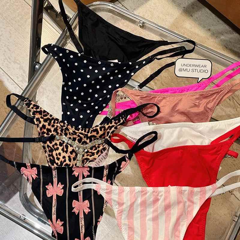 Fashion Thong Rhinestone Leopard Stripe Polka Dot Flower
