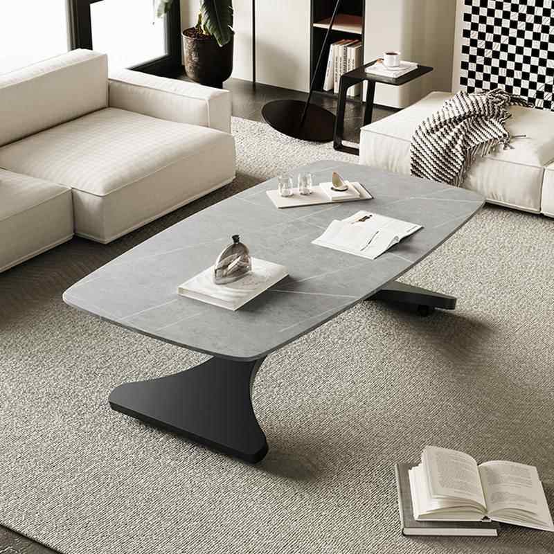 my客HTD动厅代升两降茶几用家用小户型餐桌轻奢现感可移岩板茶几