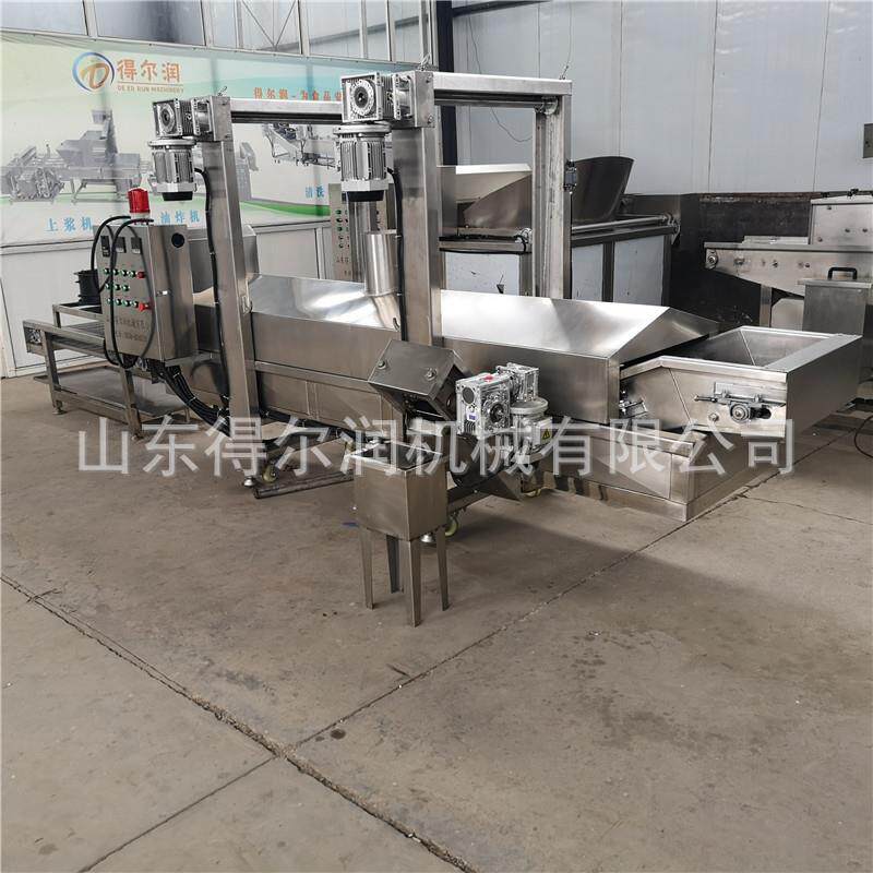 多种口味休闲食品虾条油炸机 全自动虾片油炸拌料生产线 热销型