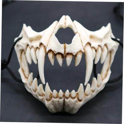 Halloween mask imitation tiger tooth bone plastic horror万圣