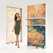 带层板折叠灯箱发光背景架LED快幕秀软膜站台卡布立式 广告牌灯箱